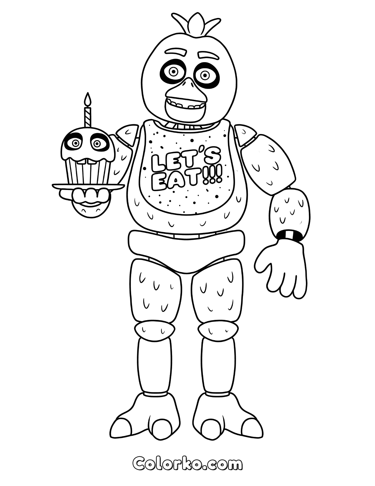 Chica FNAF Coloring Page — Free Printable for Kids