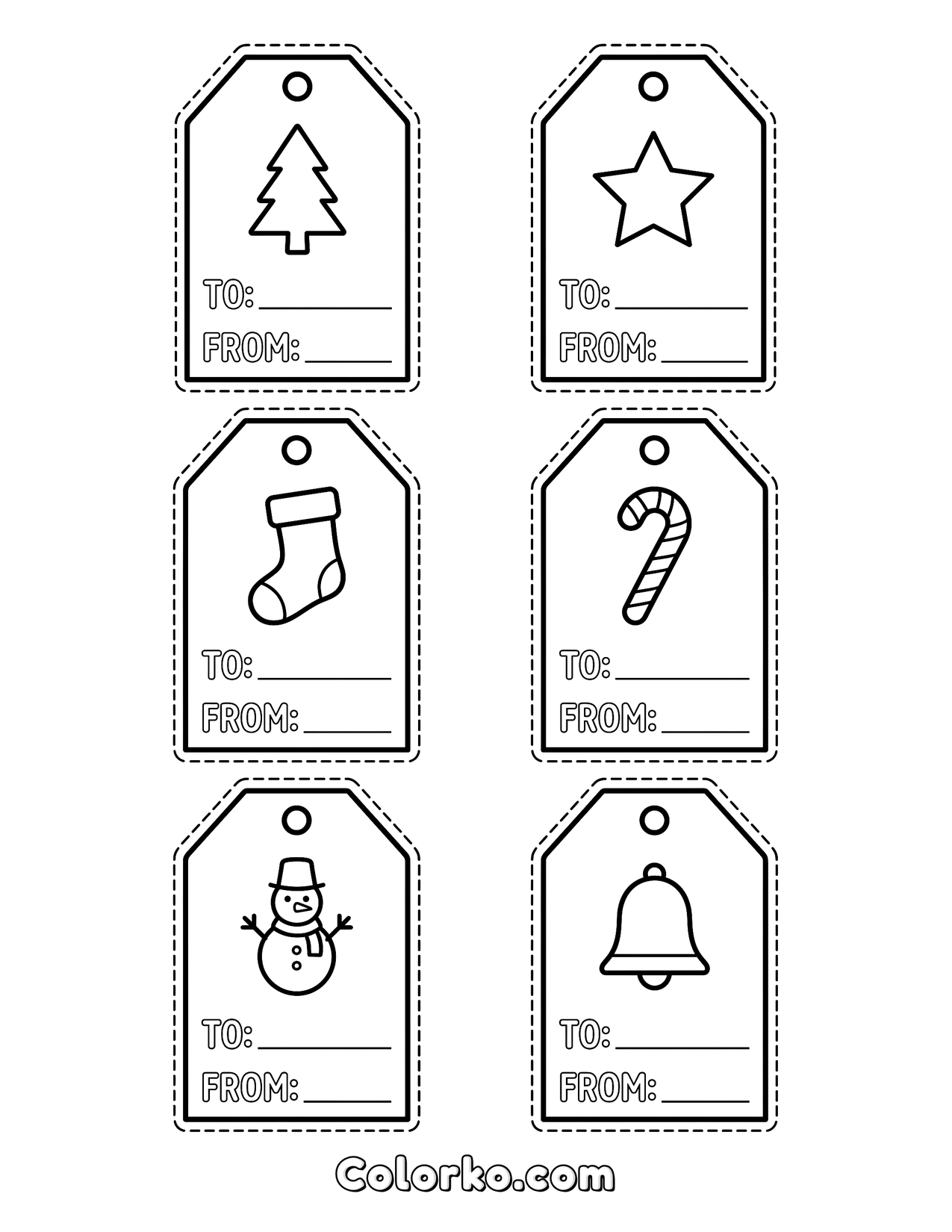 Printable Christmas Gift Tags to Color (Free) | Colorko