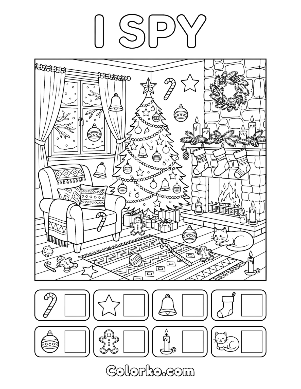 Room Number Lettering Christmas I Spy Printable for Kids (Free) | Colorko