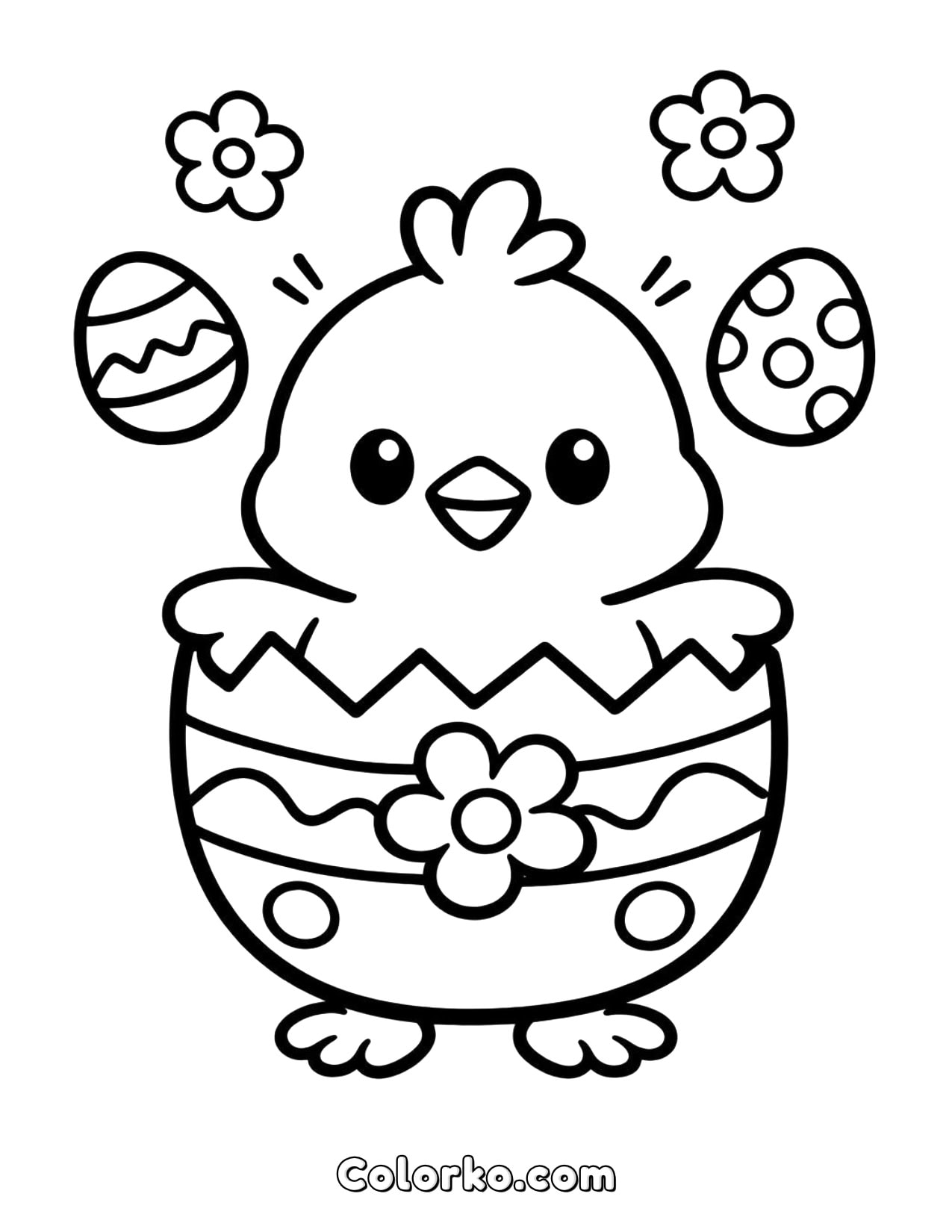Preschool Easter Bunny and Eggs Coloring Page