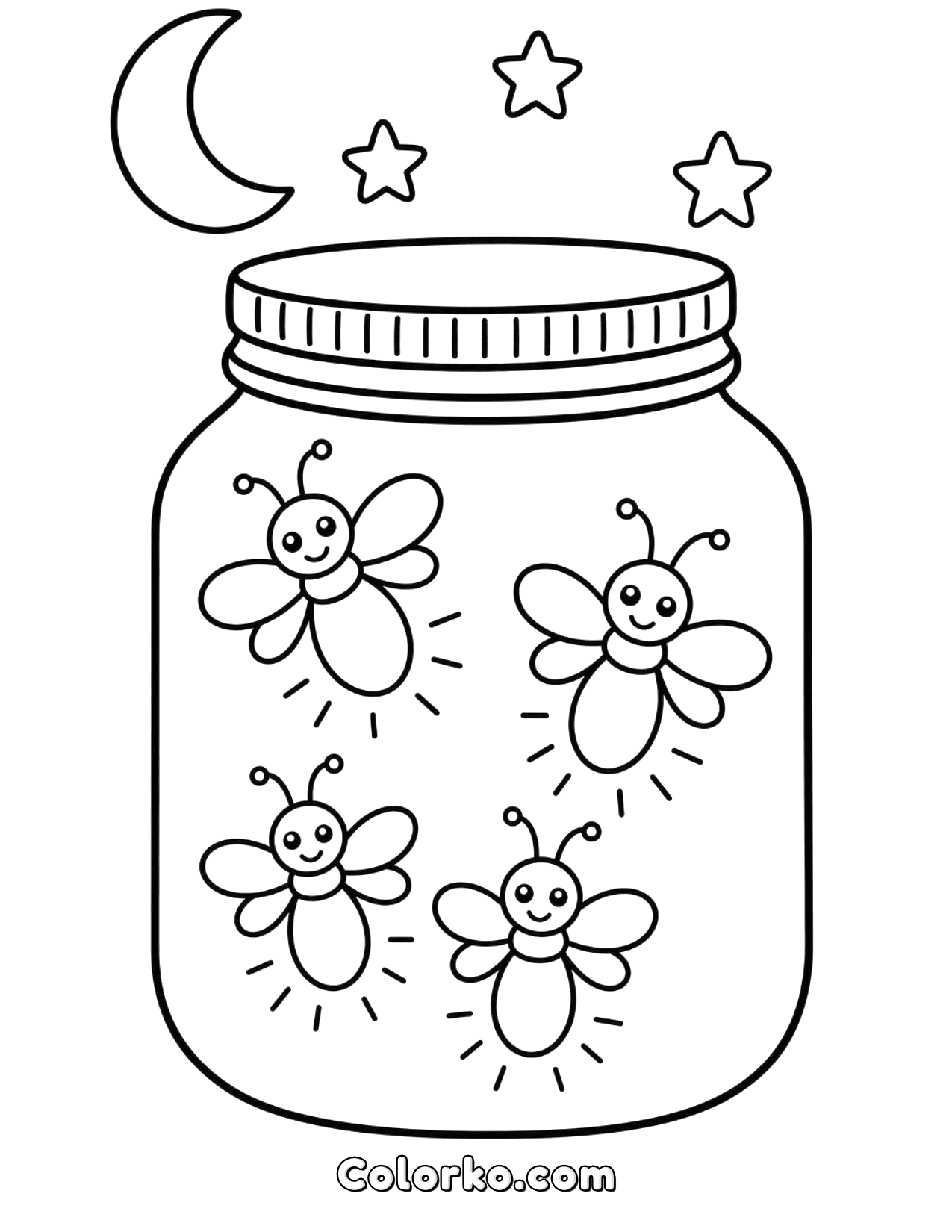 Firefly Jar Coloring Page — Free Printable for Kids