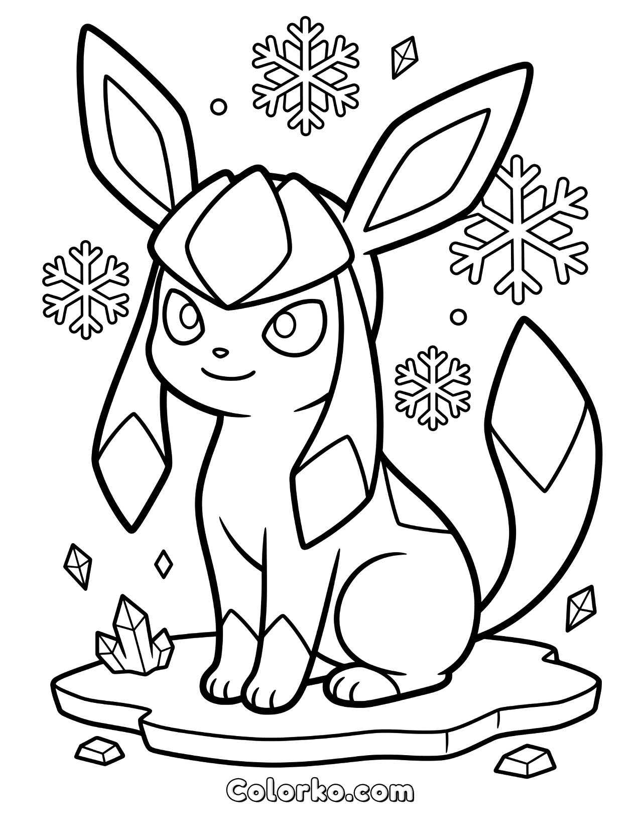Colorko Free Glaceon Coloring Page — Cute Printable | Colorko