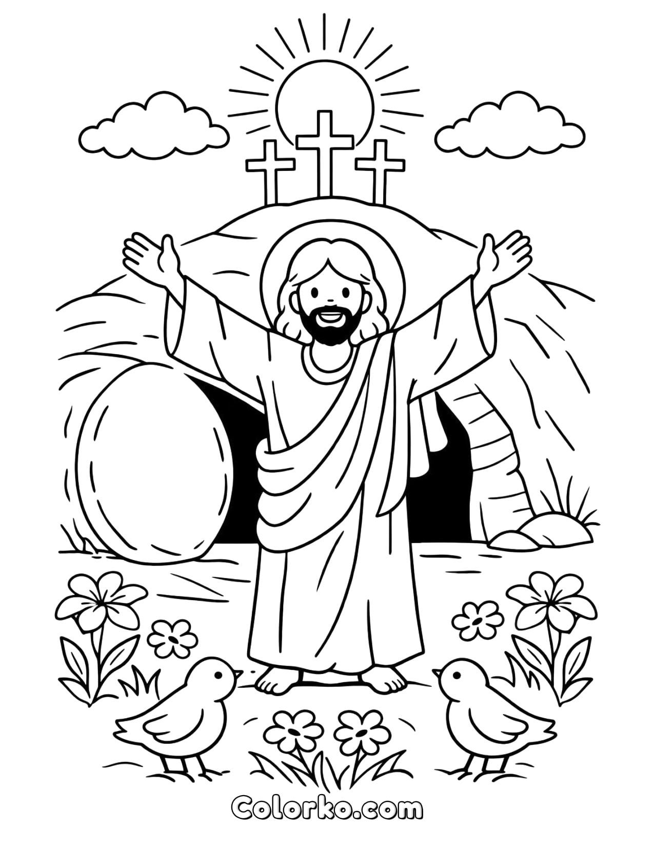 Jesus Resurrection Free Coloring Page for Easter