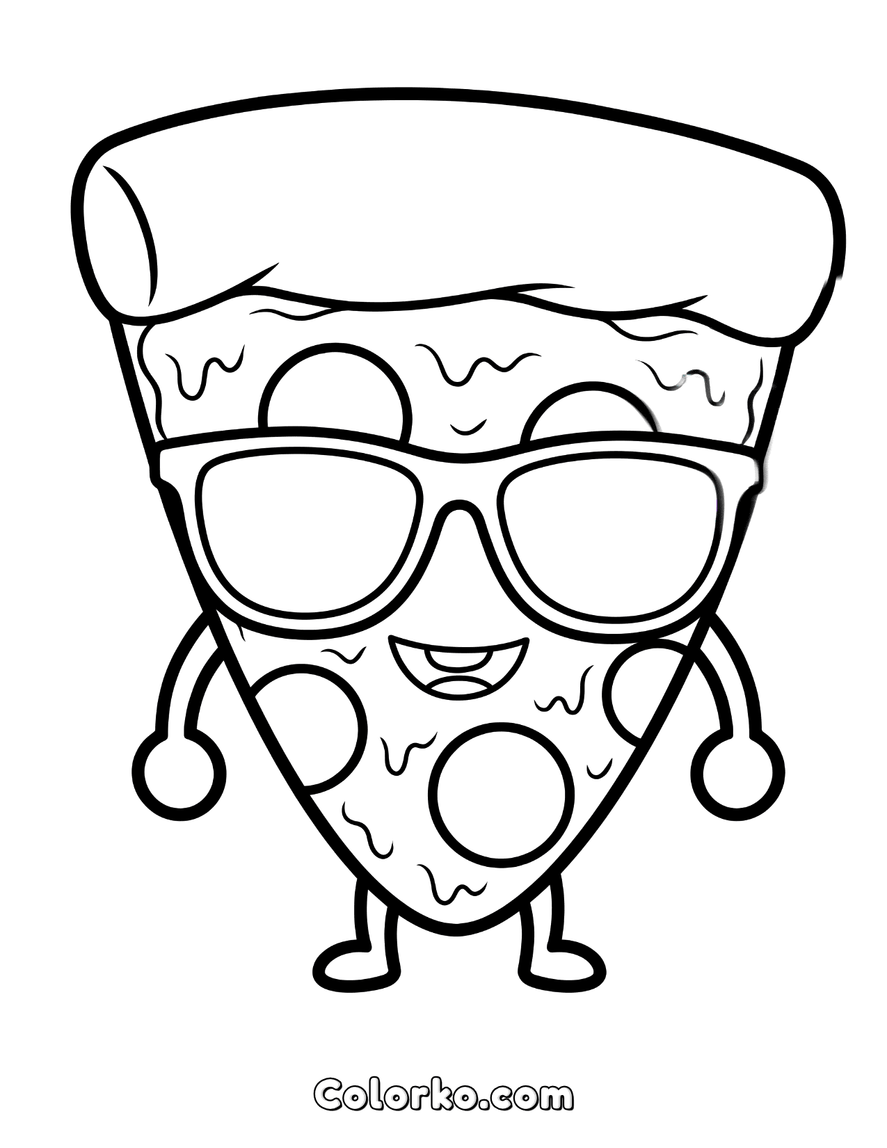 Colorko Free Pizza With Sunglasses Coloring Page | Colorko