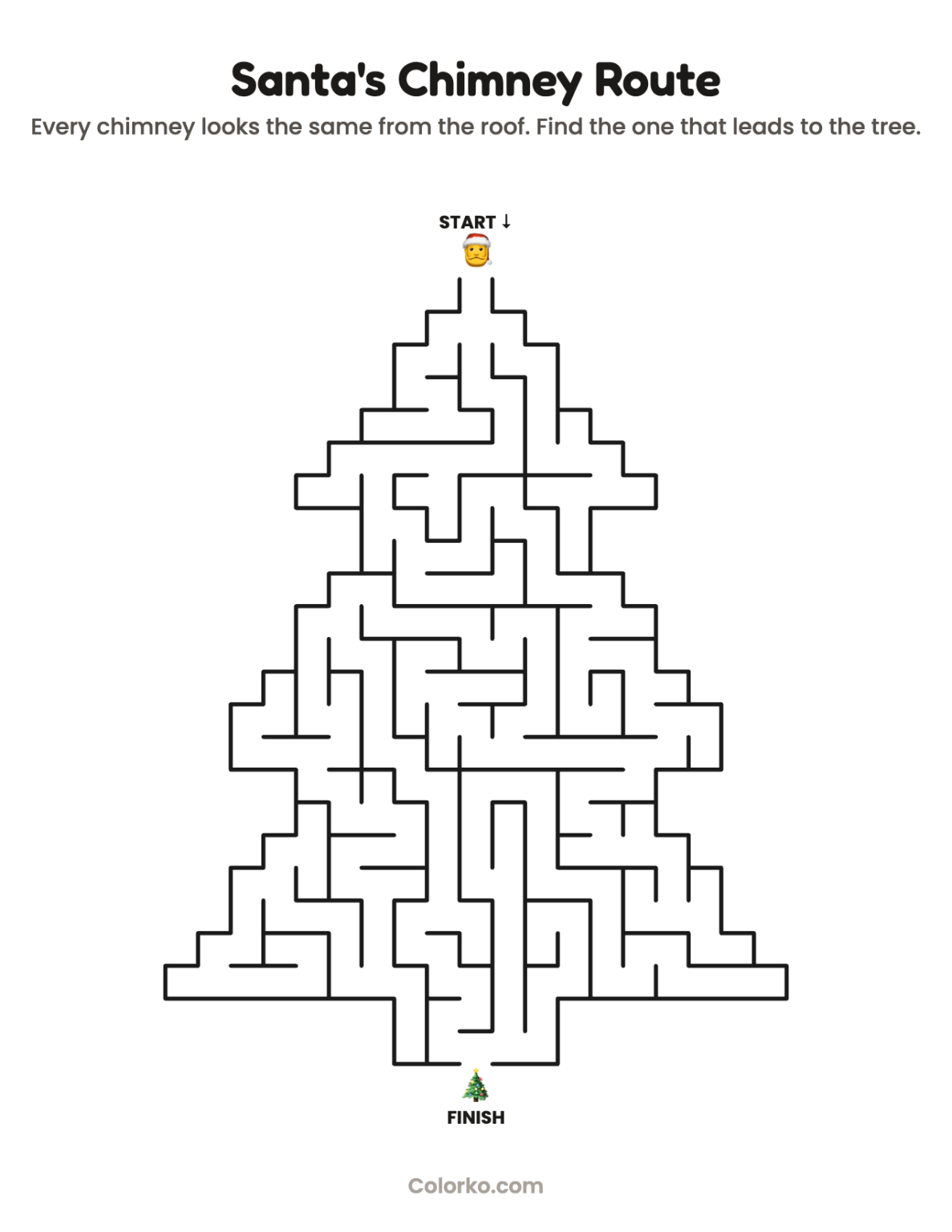 Christmas Tree Maze for Teens (Free Printable) | Colorko