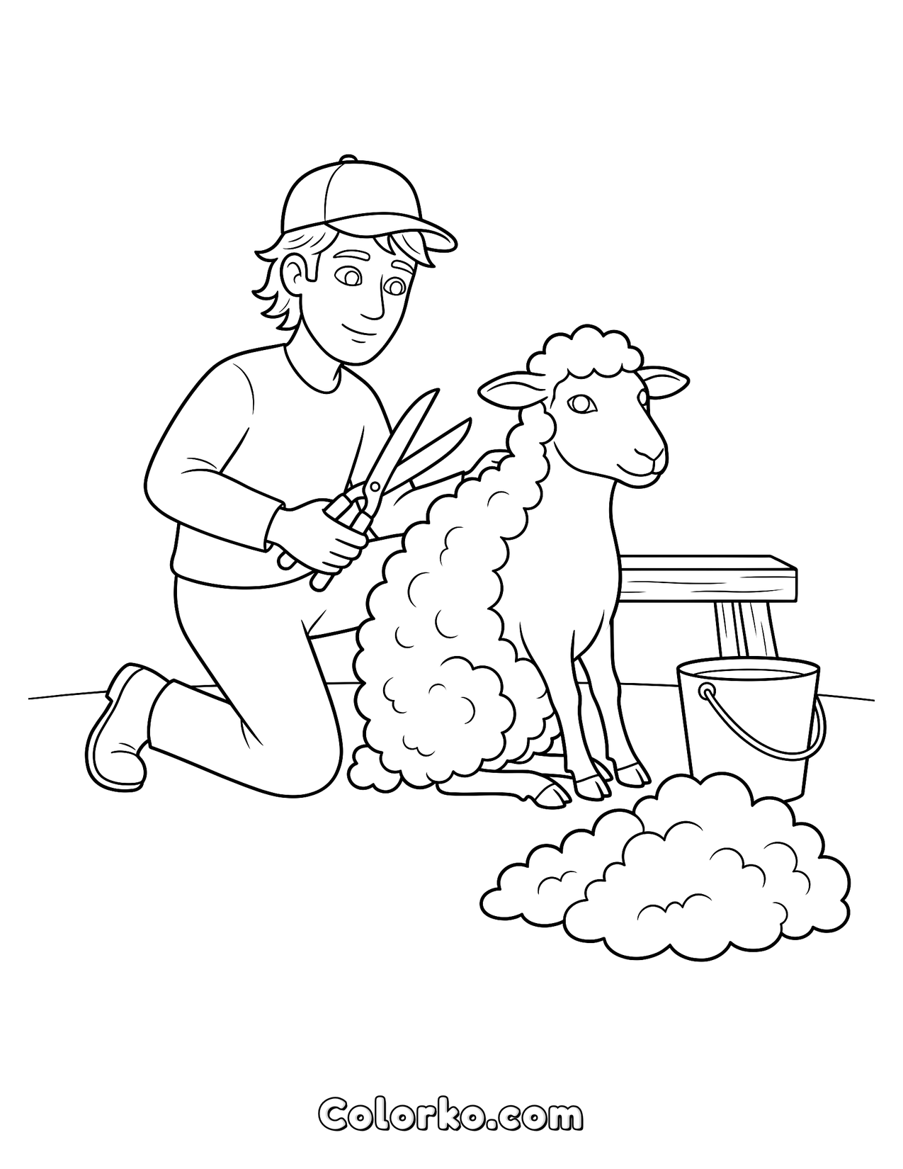 Sheep Coloring Page — Shearing (Free Printable) | Colorko