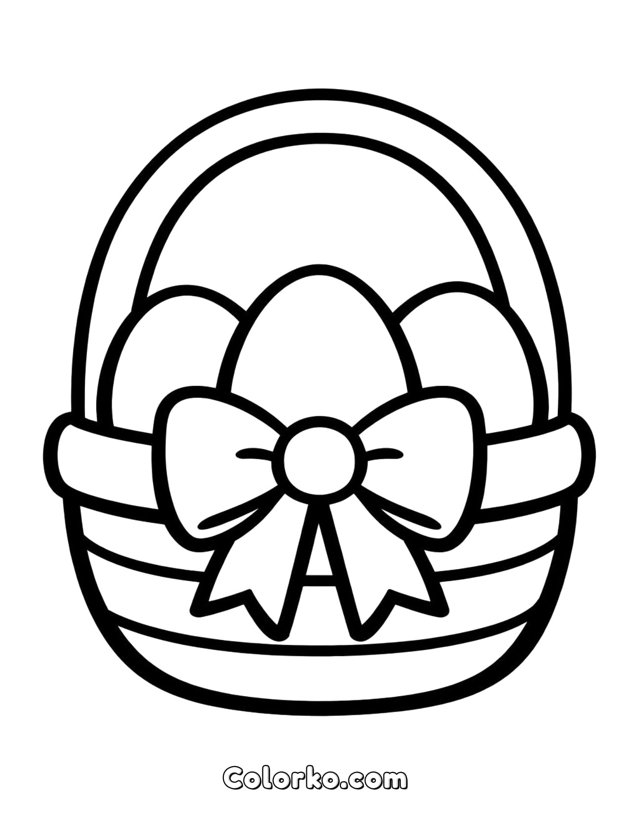 Simple Easter Basket with Eggs Coloring Page for Toddlers