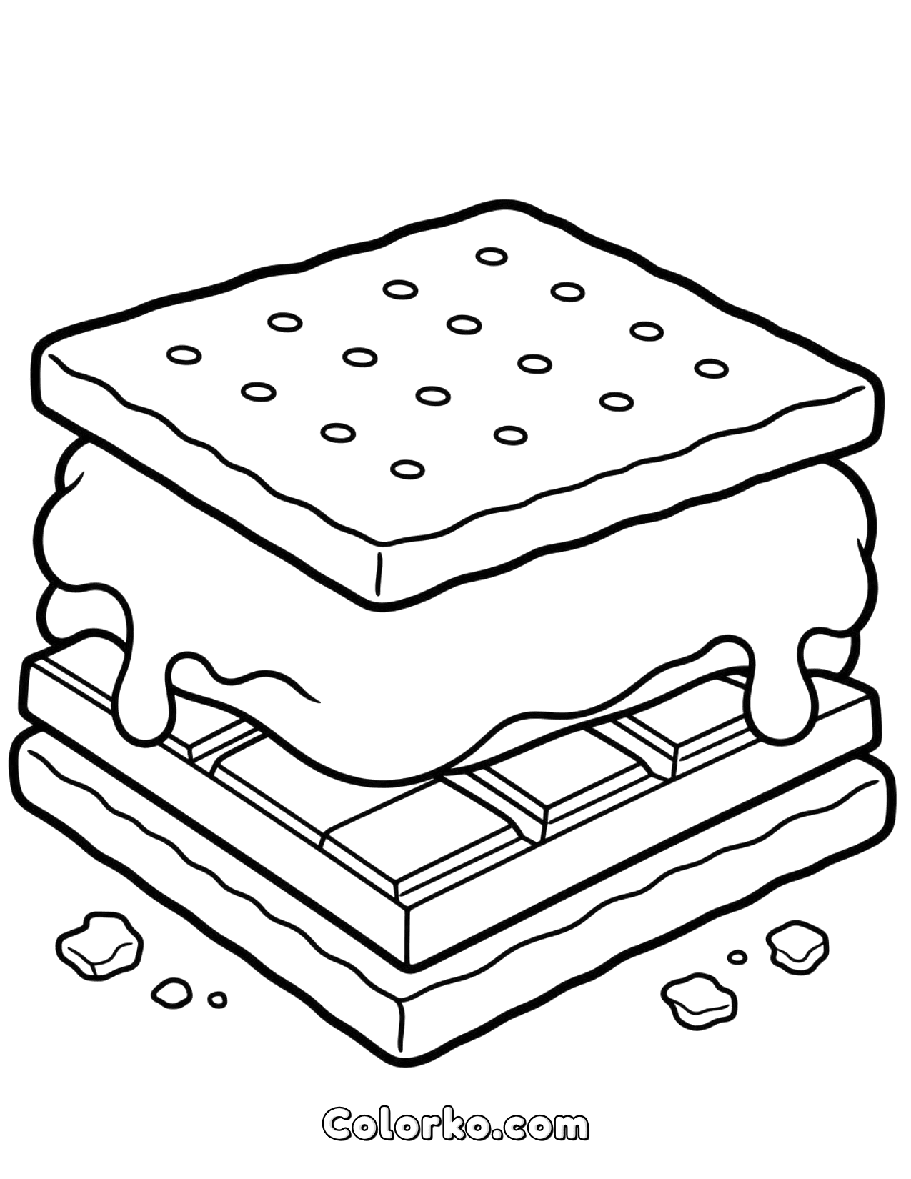 S'mores Coloring Page — Free Printable for Kids