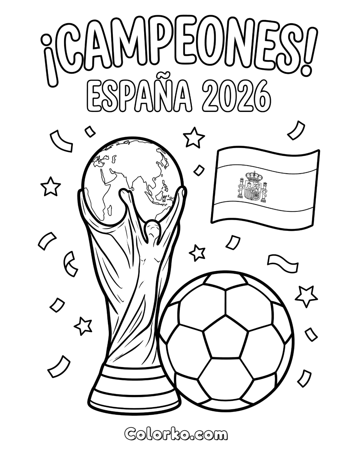 Colorko World Cup Trophy & Trinda Ball Coloring Page | Colorko