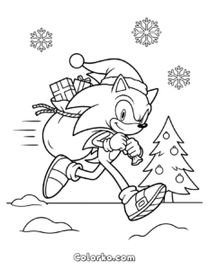 Fast Sonic Outline.pdf Sonic Christmas Coloring Page (Free Printable) | Colorko