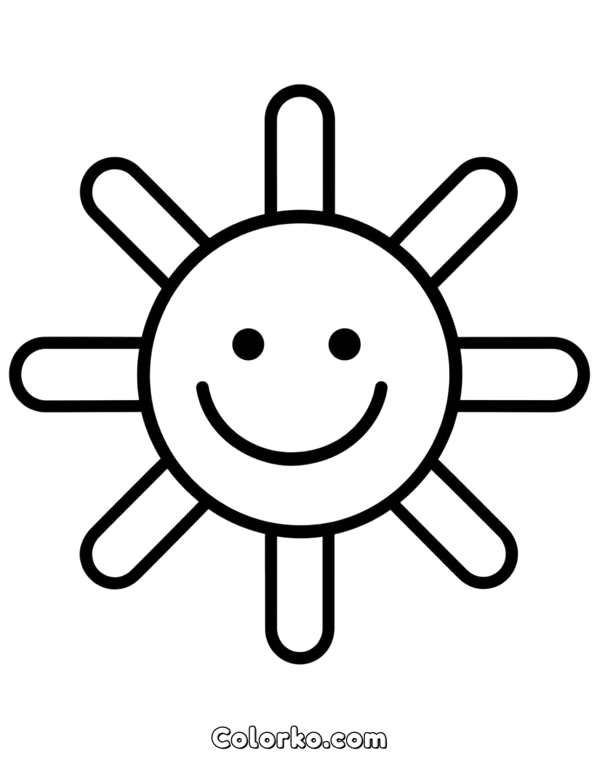 Easy Sun Coloring Page Free for Beginners and Toddlers