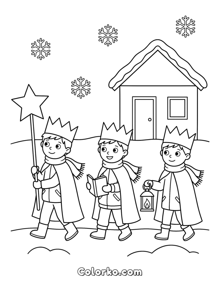 Three Kings Day Star Singers Coloring Page (Free) | Colorko