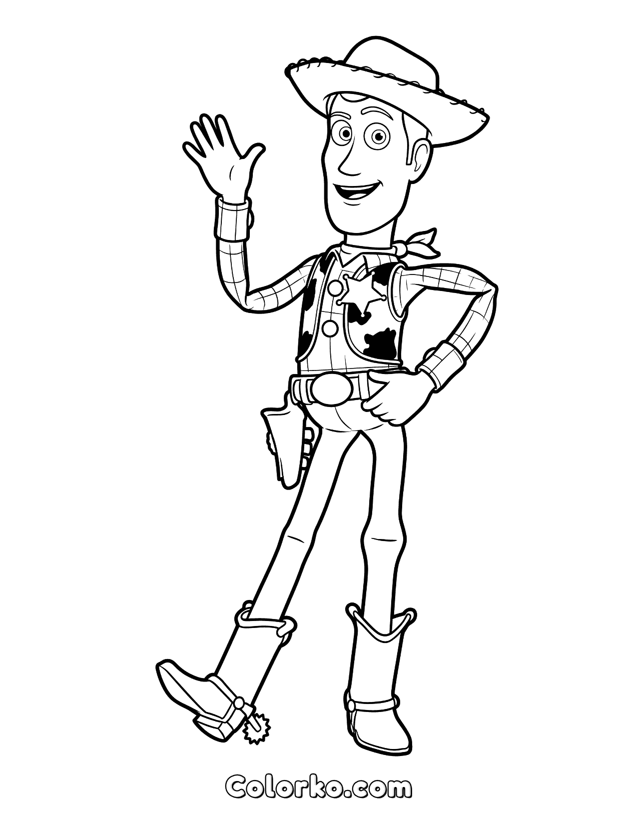 Colorko Free Woody Coloring Page — Toy Story 5 | Colorko