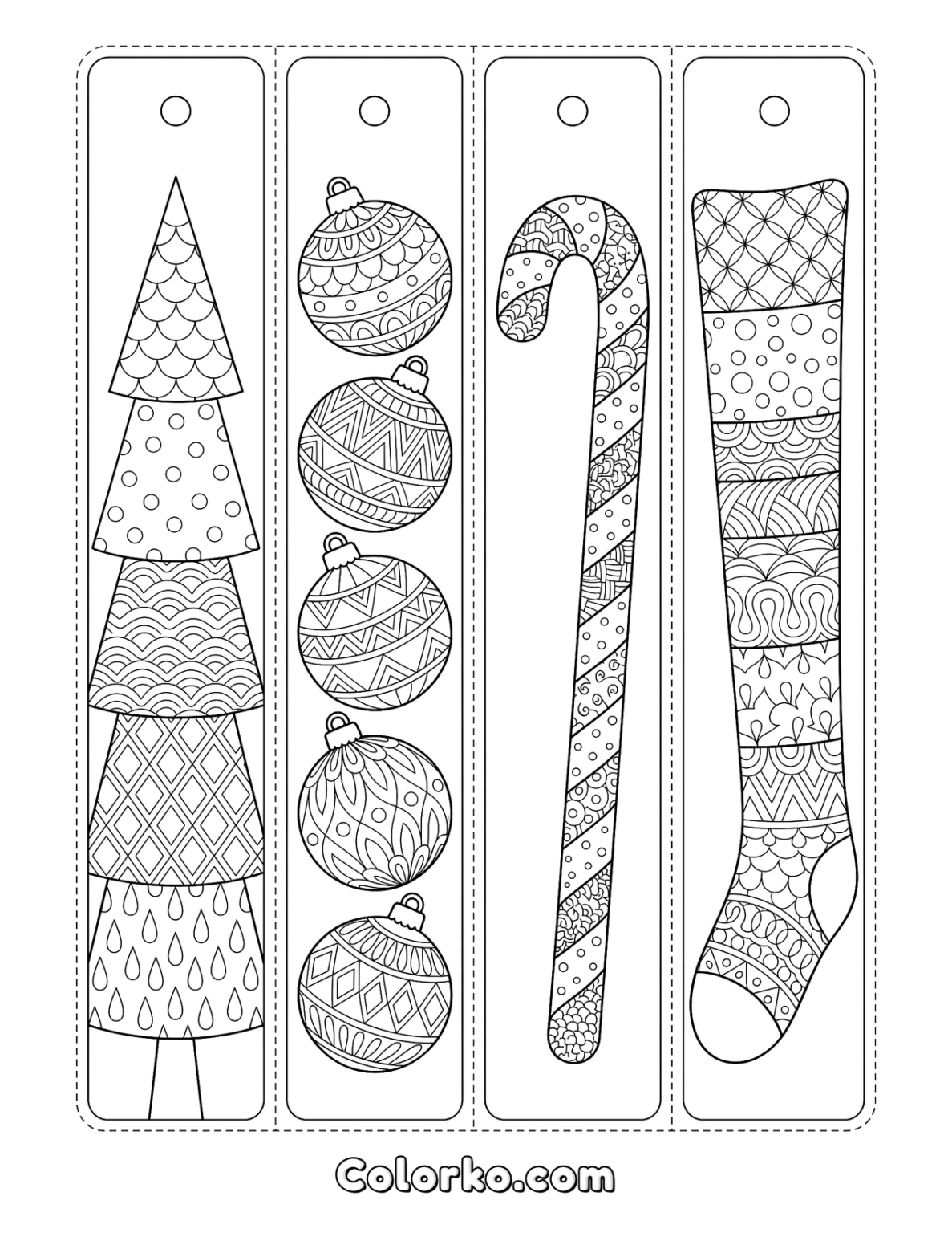 Printable Zentangle Christmas Bookmarks (Free) | Colorko